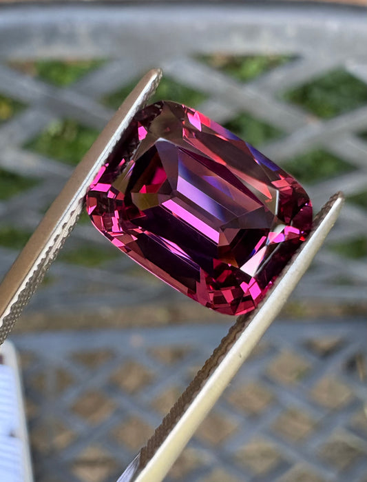 Rose Garnet (Rhodolite)   7.35 ct  Classic Cushion  13.0 x 9.7 x 6.2