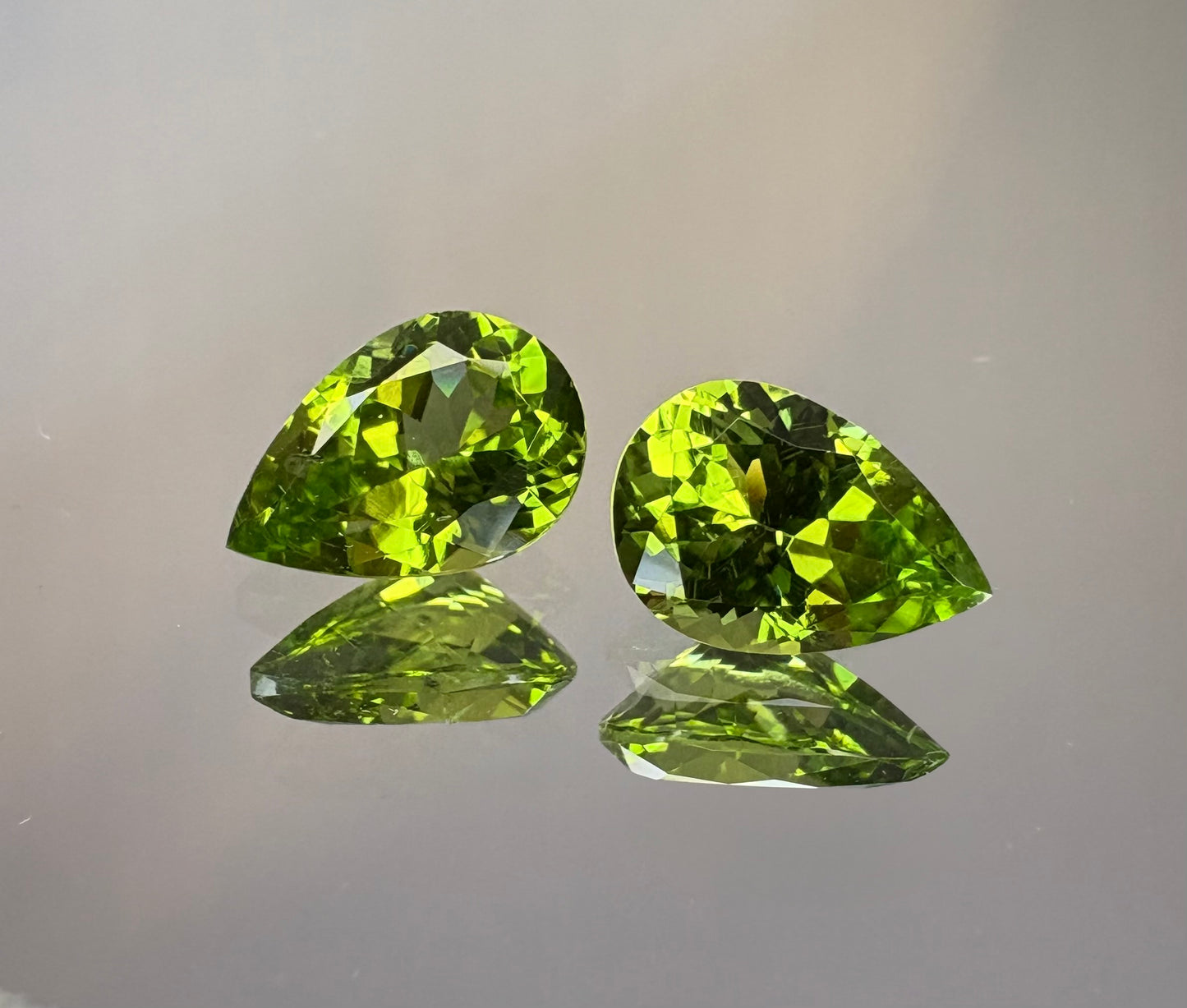 Peridot Pair 2.97 ctw Pear Shapes 9.0 x 6.1 mm