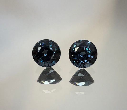Blue Spinel Pair   2.00 ctw  Rounds  5.9 mm