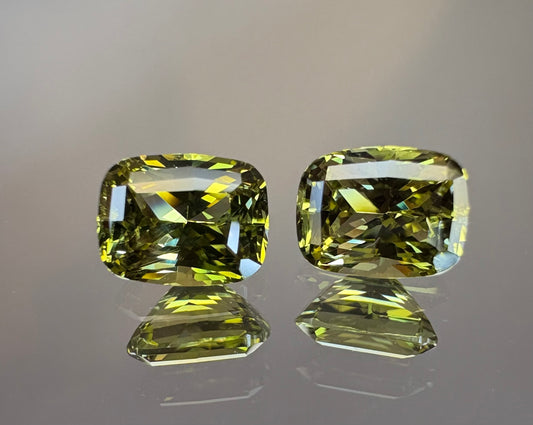 Chrysoberyl Pair   2.11 ctw  Pillow Cuts  6.3 x 5.0 mm