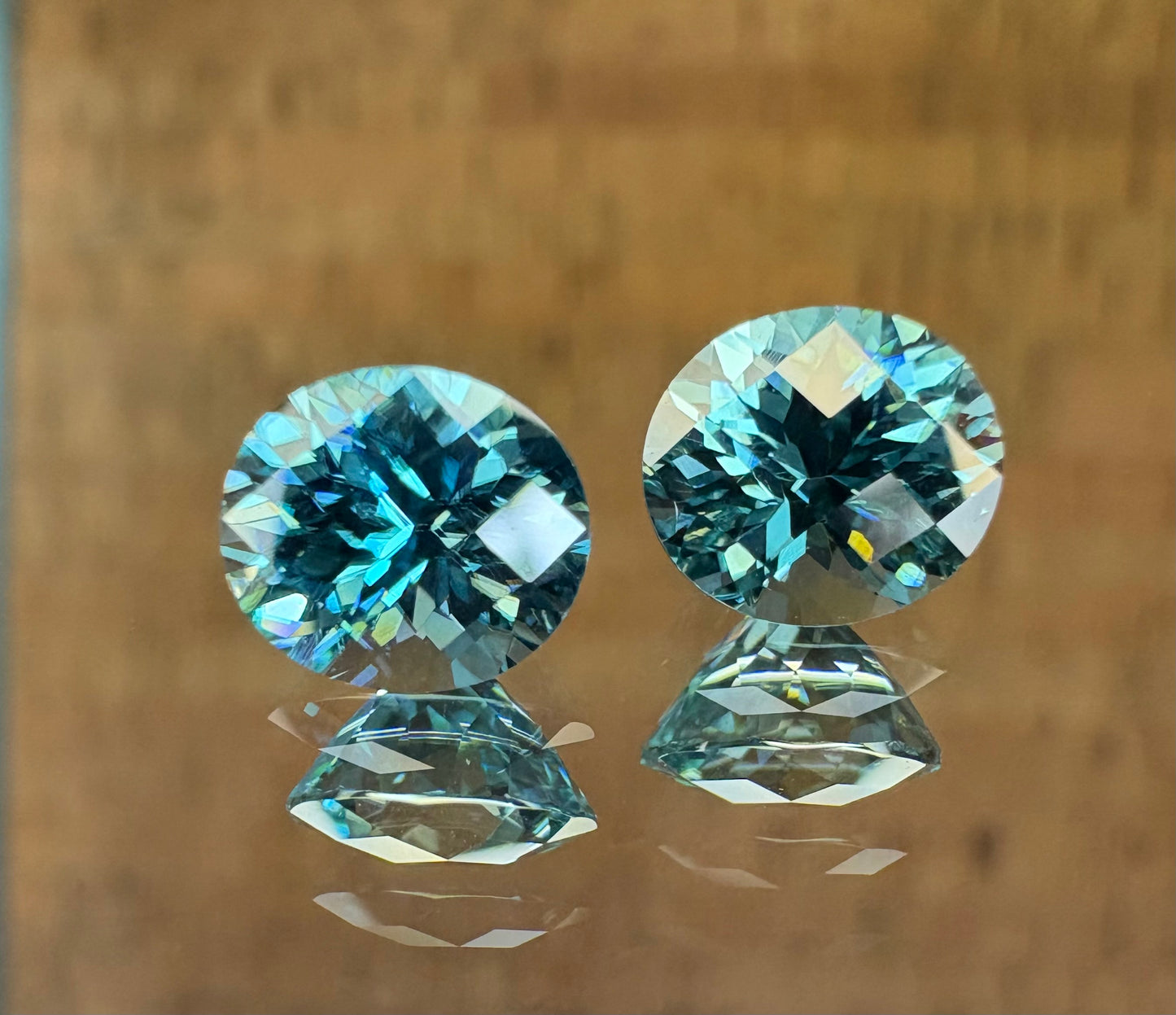 Blue Zircon Pair 3.96 ctw Ovals 7.3 x 6.3 mm