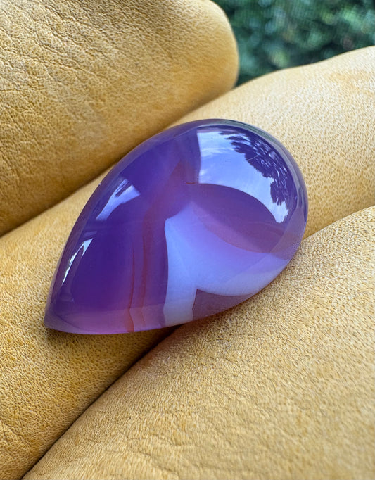 Ethiopian Purple Chalcedony   20.28 ct  Pear Shaped Cab  25.7 x 16.8 x 6.8 mm