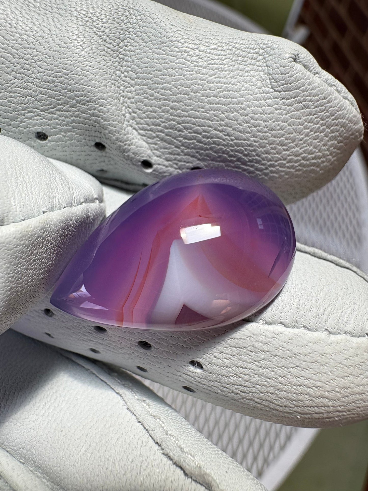 Ethiopian Purple Chalcedony   20.28 ct  Pear Shaped Cab  25.7 x 16.8 x 6.8 mm