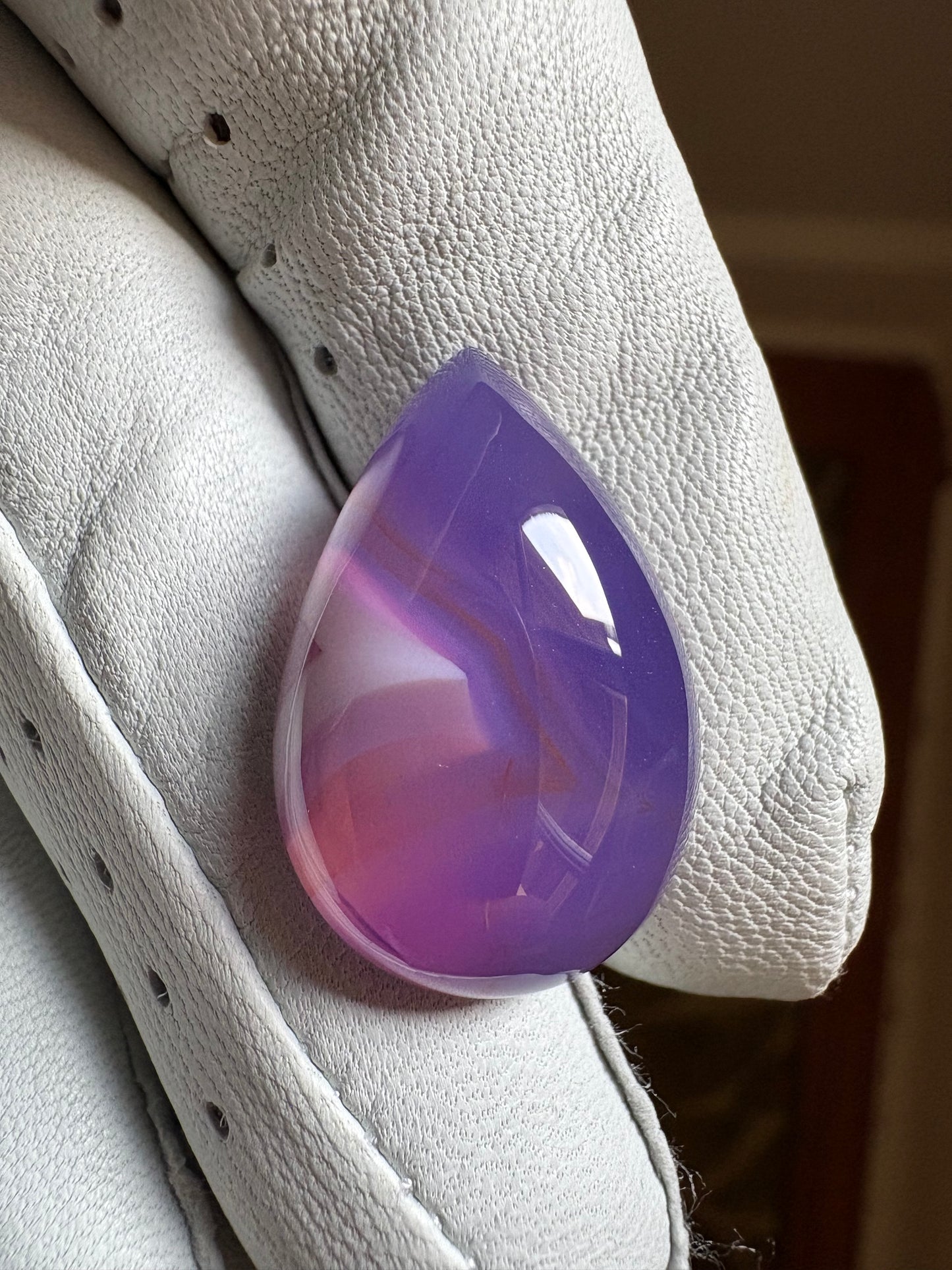 Ethiopian Purple Chalcedony   20.28 ct  Pear Shaped Cab  25.7 x 16.8 x 6.8 mm