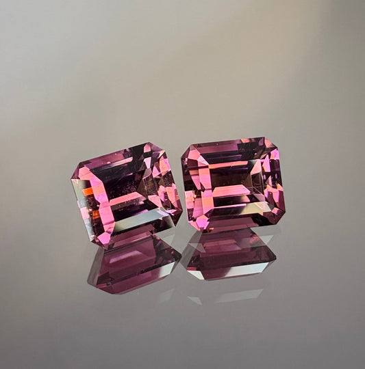 Pink Tourmaline Pair   2.95 ctw  Emerald Cuts  6.8 x 6.1 x 4.5 mm