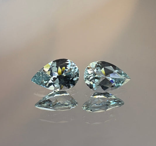 Aquamarine Pair   1.02 ctw  Pear Shapes  7.0 x 4.5 mm