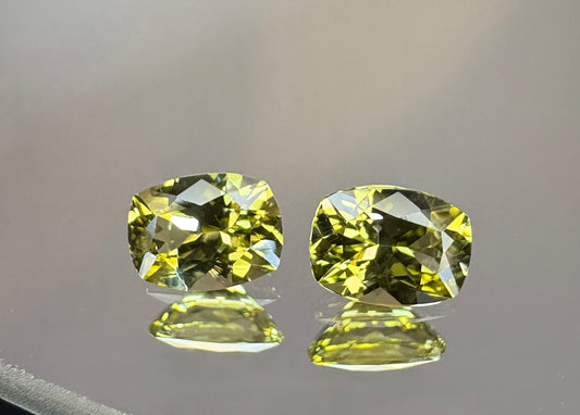 Chrysoberyl Pair   1.50 ctw  Cushion Cuts  6.3 x4.7 mm